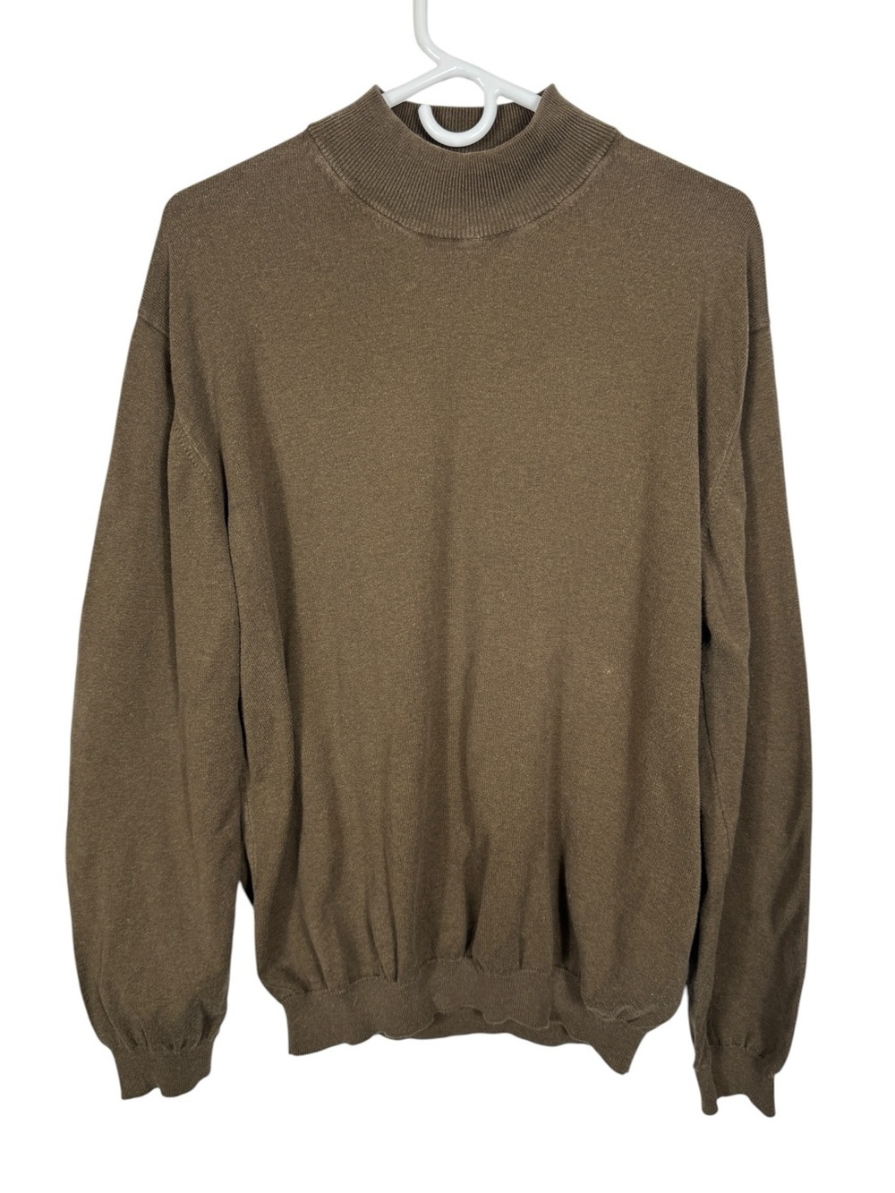 Vintage Peruvian Connection Brown Mock Neck Sweater 100% Pima Cotton Size Large